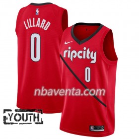 Camiseta Niños Portland Trail Blazers Damian Lillard 0 2018-19 Nike Rojo Swingman